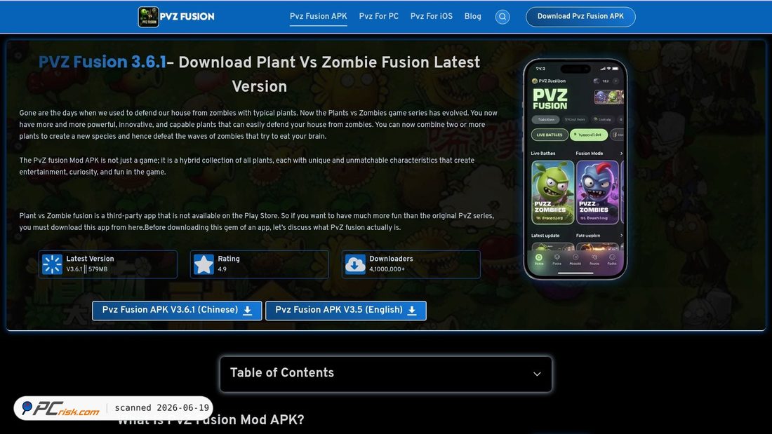 Screenshot of thepvzfusion.id