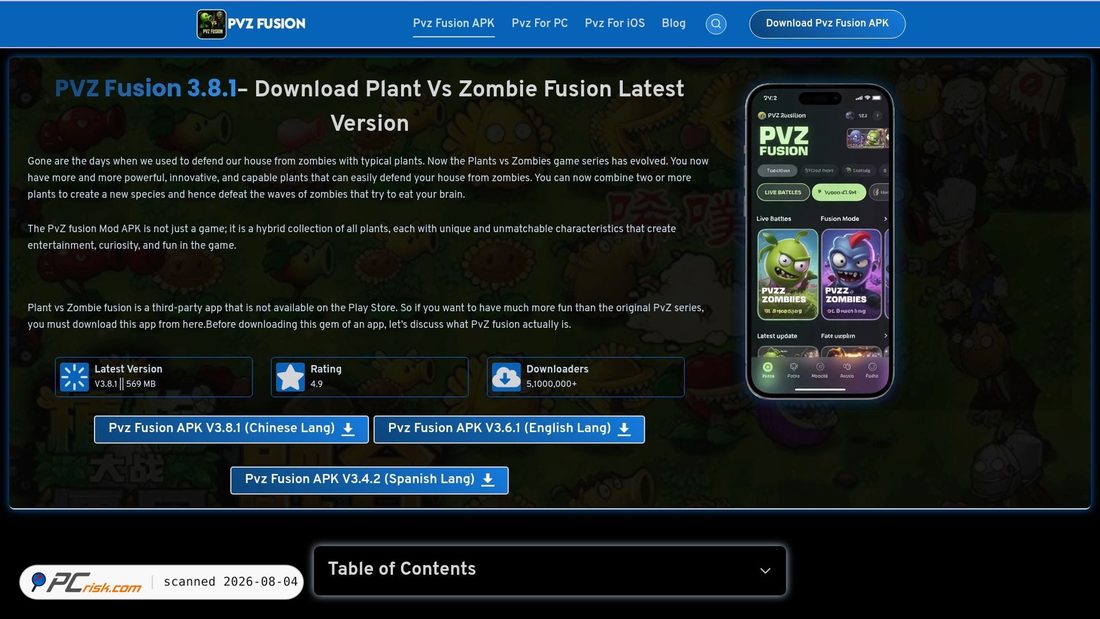 Screenshot di thepvzfusion.id