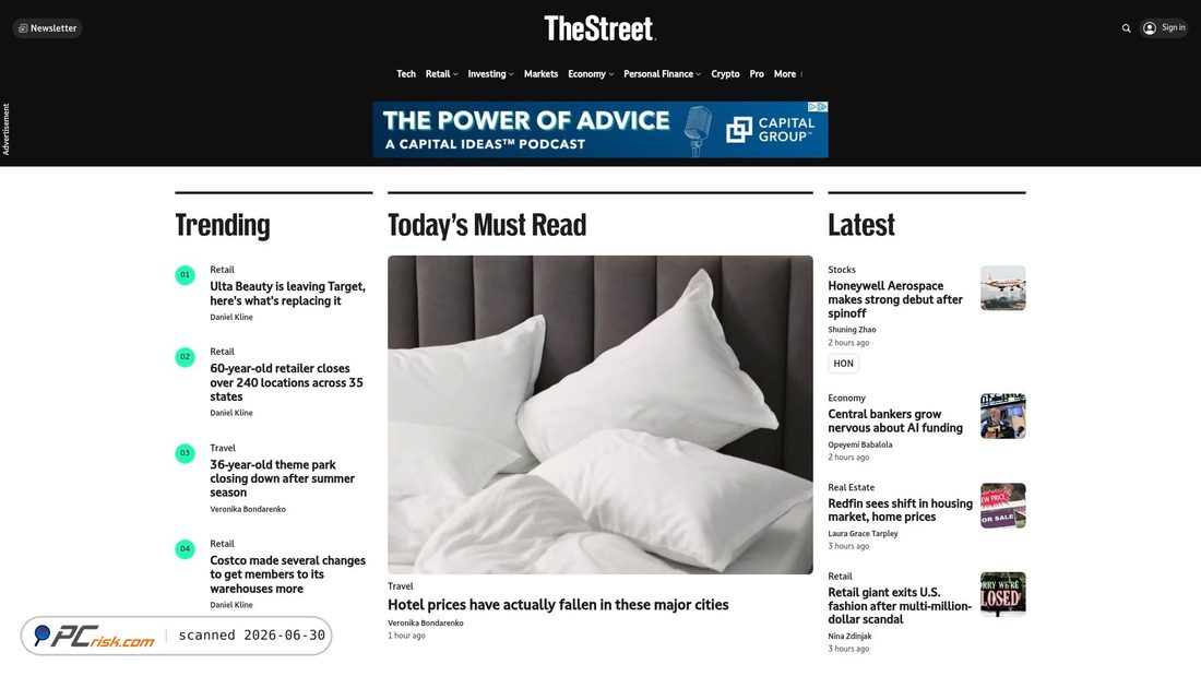 Screenshot of thestreet.com