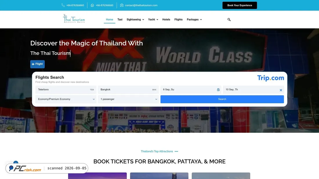 Screenshot of thethaitourism.com