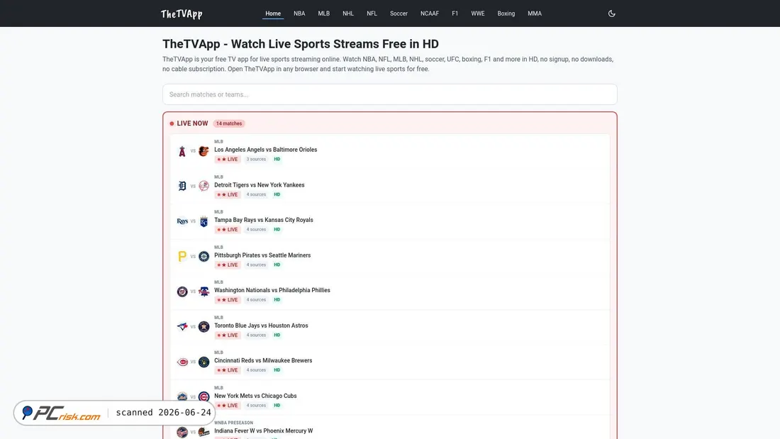 Screenshot of thetvapptv.com