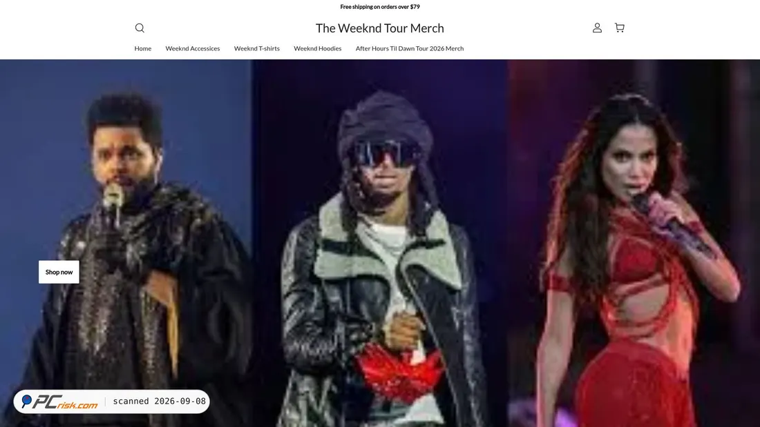 Captura de pantalla de theweekndtourmerch.com
