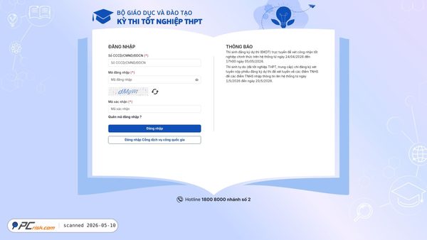 thisinh.thitotnghiepthpt.edu.vn screenshot