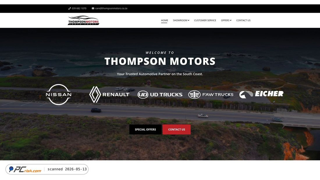 Screenshot of thompsonmotors.co.za