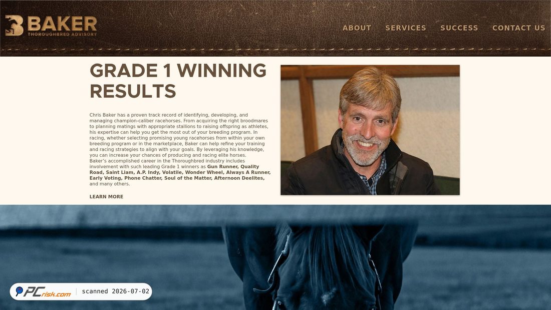 Screenshot of thoroughbredadvisory.com