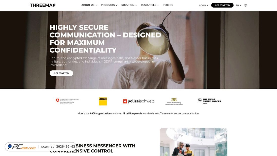 Screenshot di threema.ch
