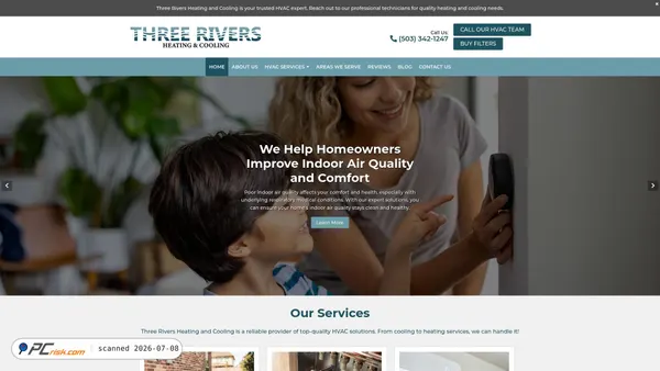 threeriversheating.com screenshot