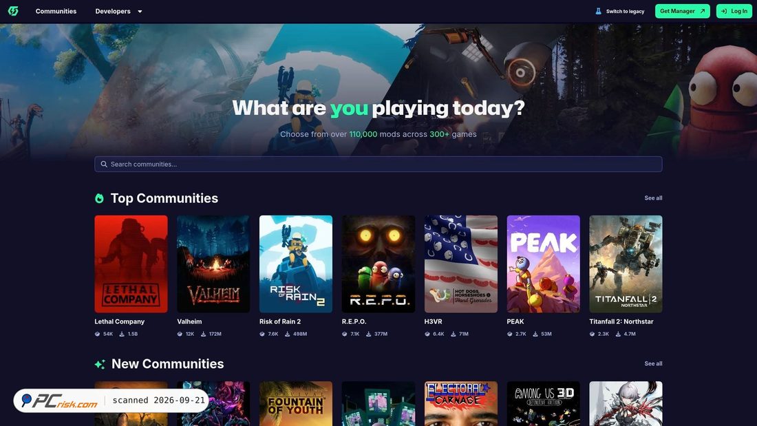 Captura de ecrã de thunderstore.io