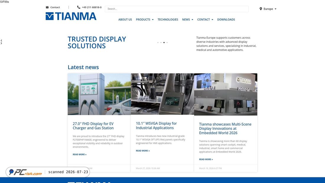 Screenshot of tianma.eu