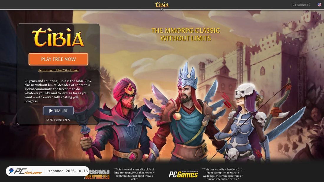 Captura de ecrã de tibia.guildtopic.com