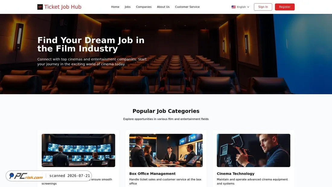 Screenshot of ticketjobhub.com