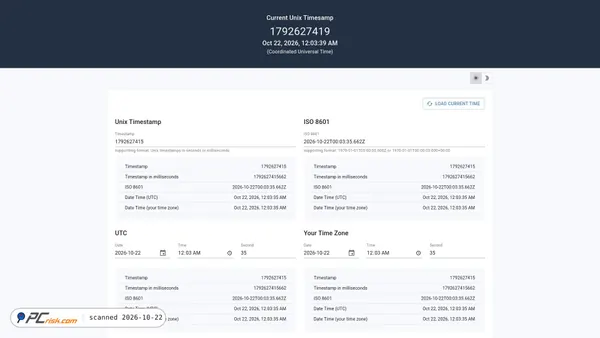 Captura de ecrã de timestamp-converter.com