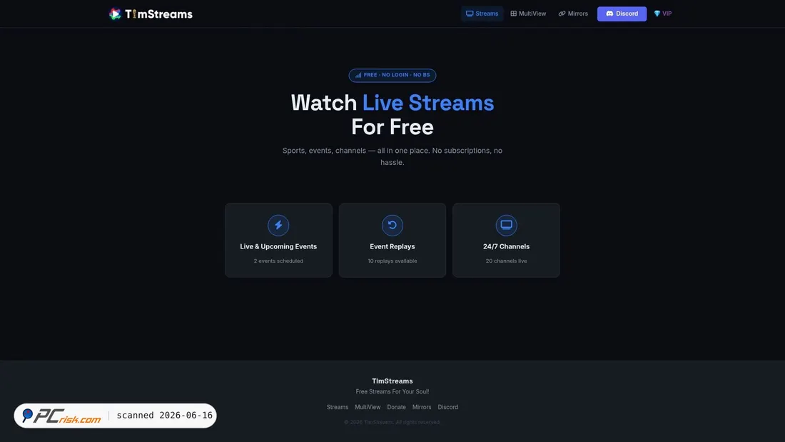 Screenshot of timstreams.net