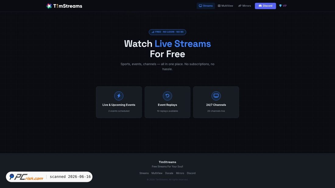 Screenshot of timstreams.net