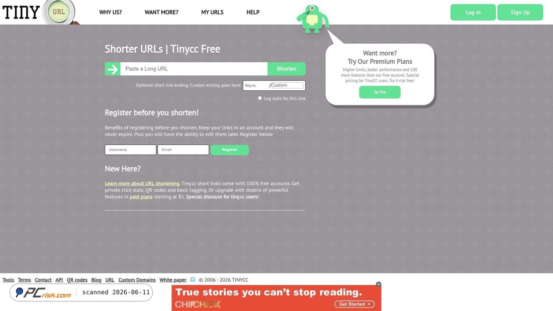 Screenshot of tiny.cc
