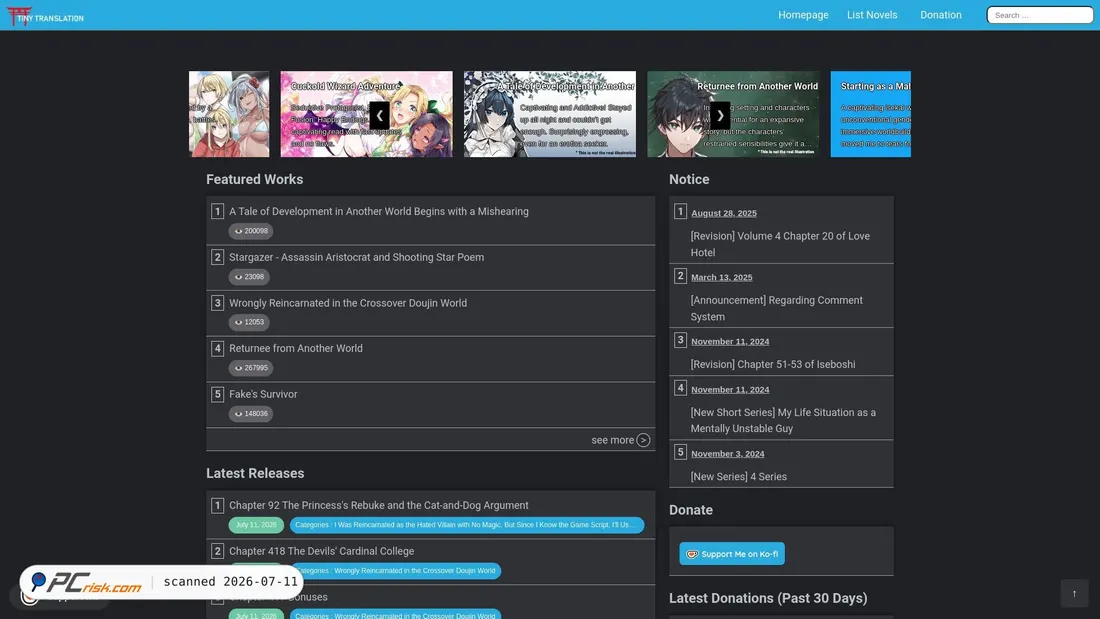 Screenshot of tinytranslation.xyz