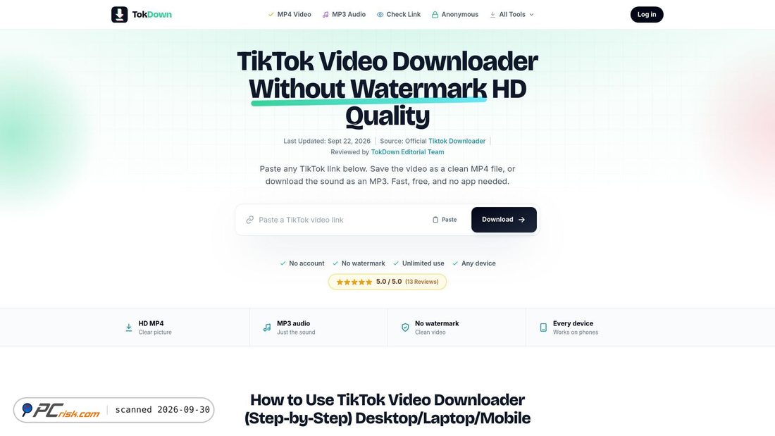 Captura de ecrã de tktokdown.com