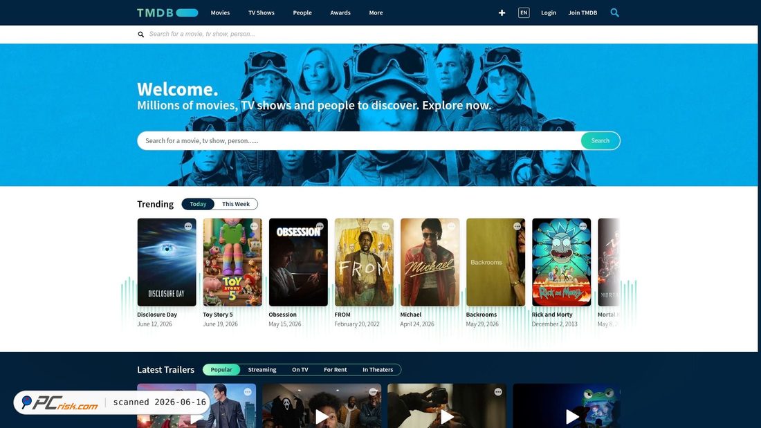 Screenshot of tmdb.org