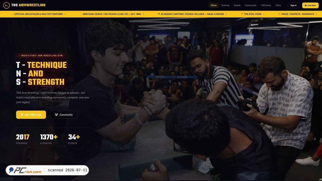 Screenshot of tnsarmwrestling.com