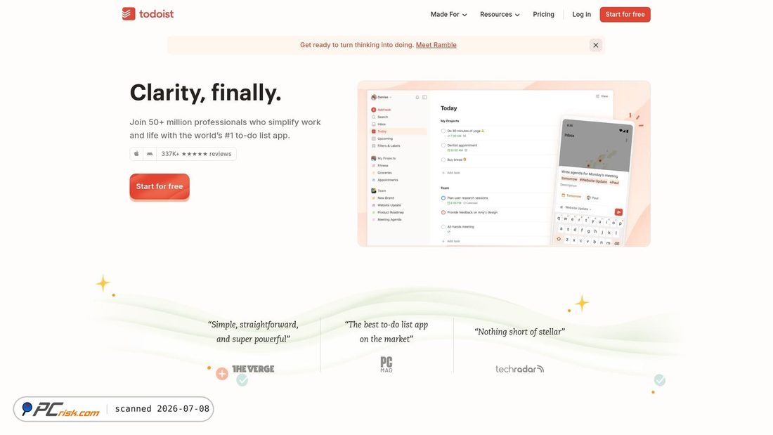 Screenshot of todoist.com