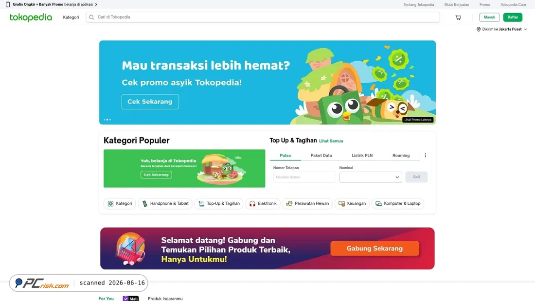 Screenshot di tokopedia.com