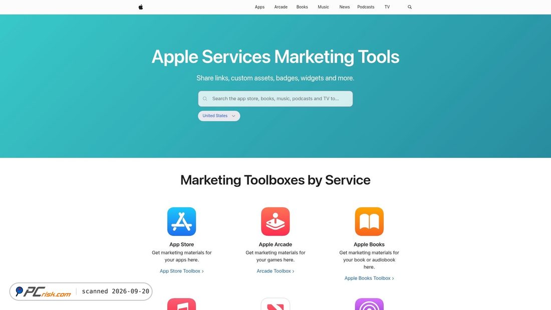 Screenshot von toolbox.marketingtools.apple.com