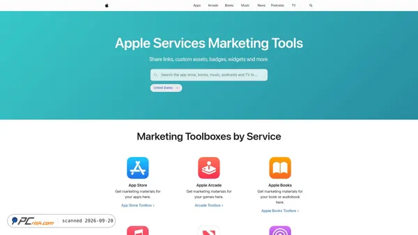 toolbox.marketingtools.apple.com Screenshot