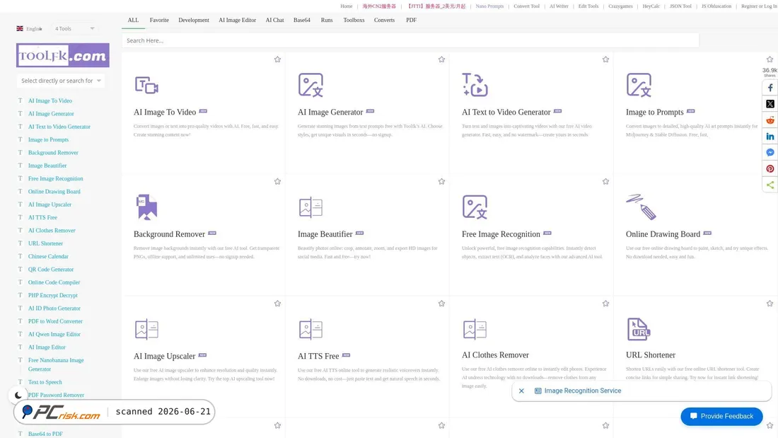 Screenshot of toolfk.com