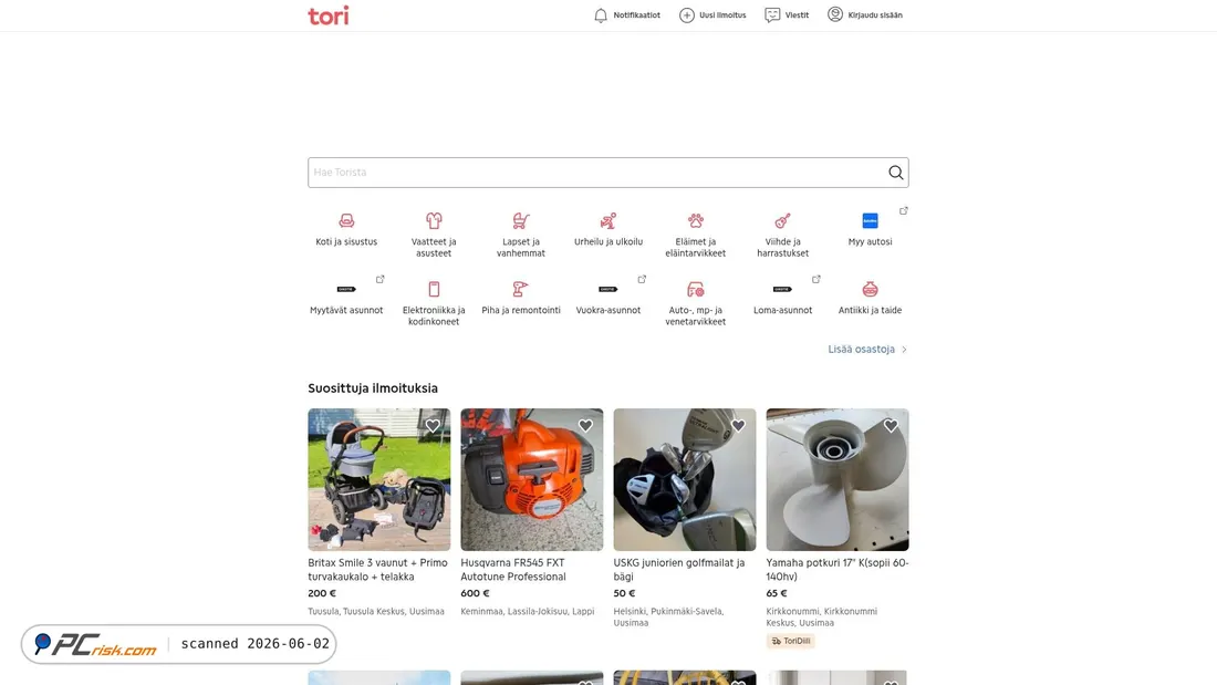 Screenshot of tori.fi