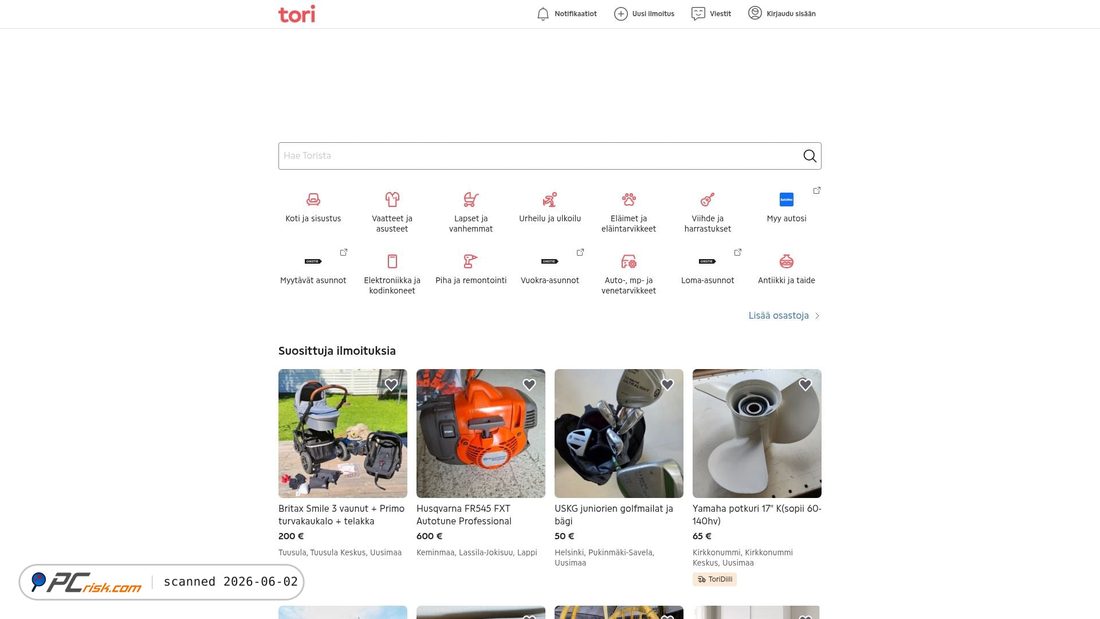 Screenshot di tori.fi