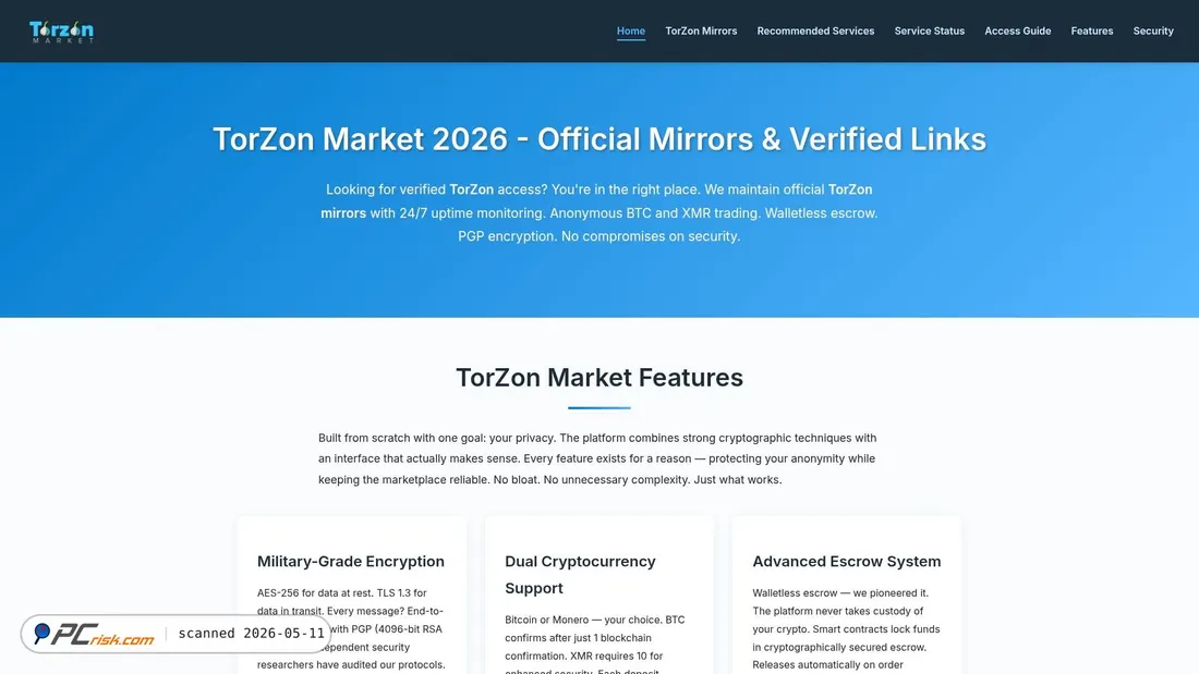 Screenshot of torzon-mirrors.org