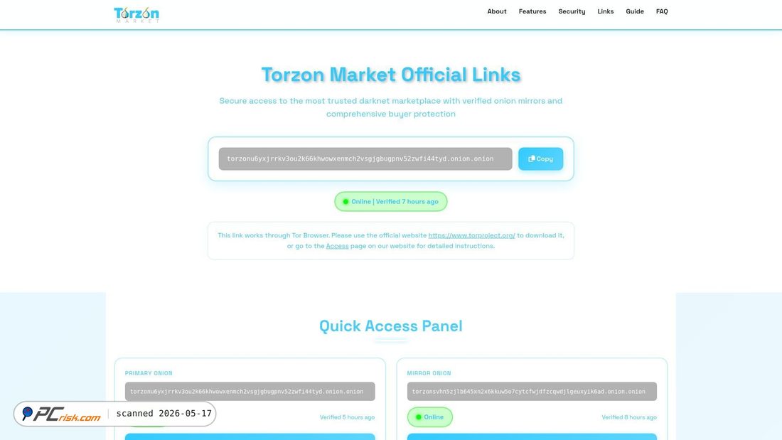 Screenshot of torzondarknet.link