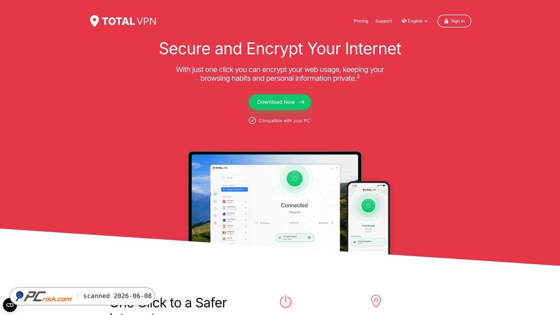 Screenshot of totalvpn.com