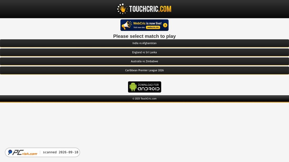 Screenshot of touchcric.com