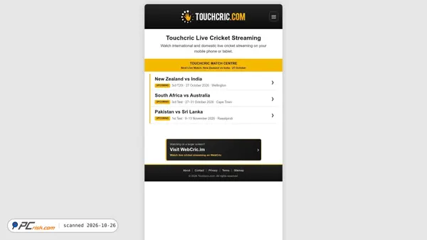 Zrzut ekranu touchcric.com