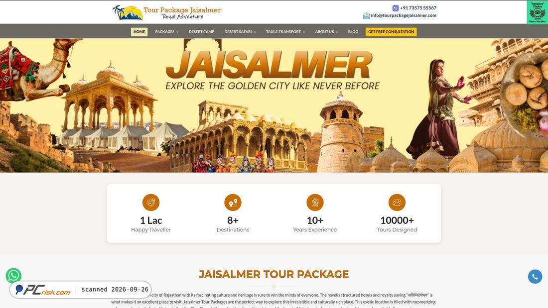 Screenshot of tourpackagejaisalmer.com