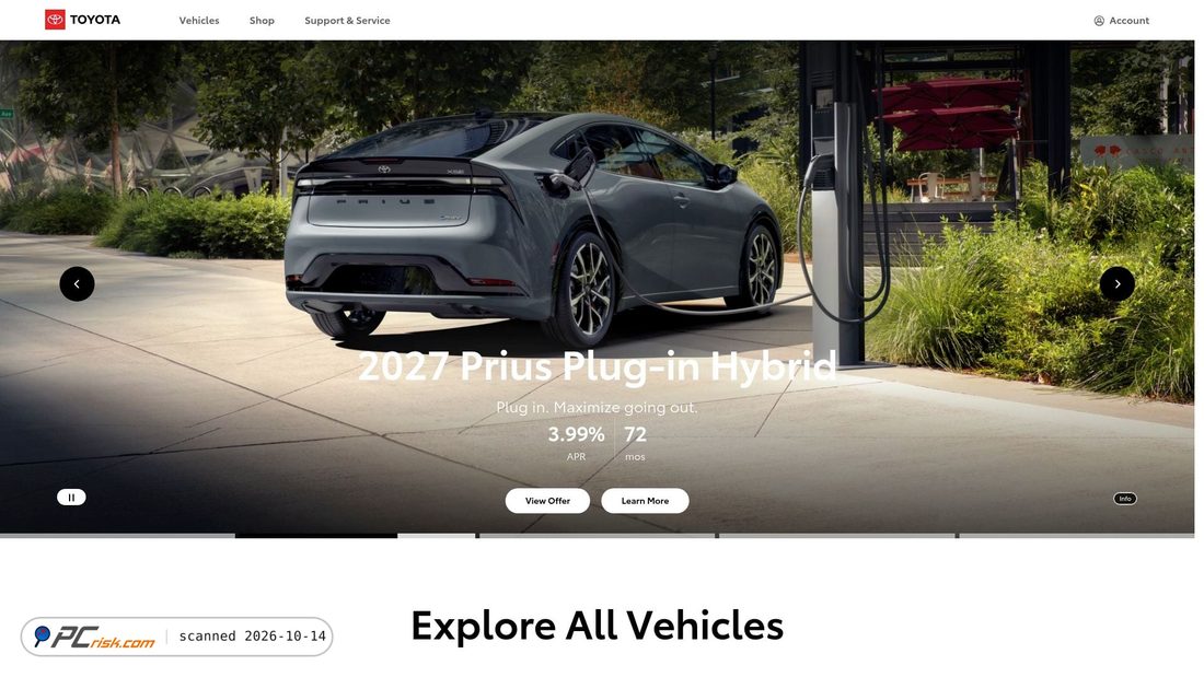 Captura de ecrã de toyota.com