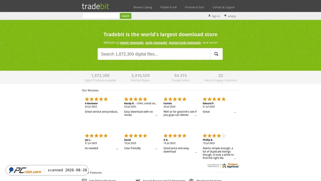 Screenshot of tradebit.com