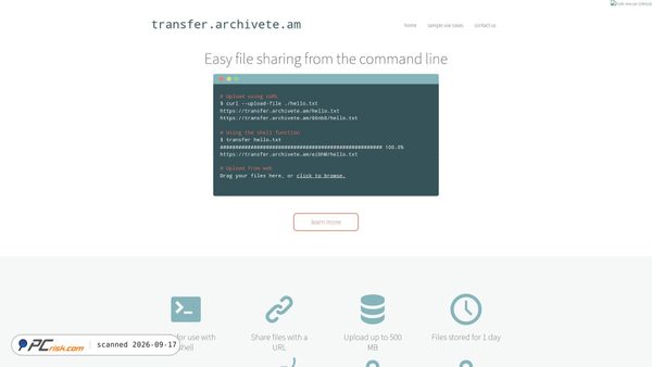 Screenshot di transfer.archivete.am