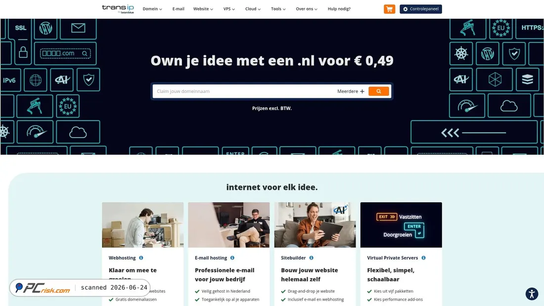 Screenshot of transip.nl