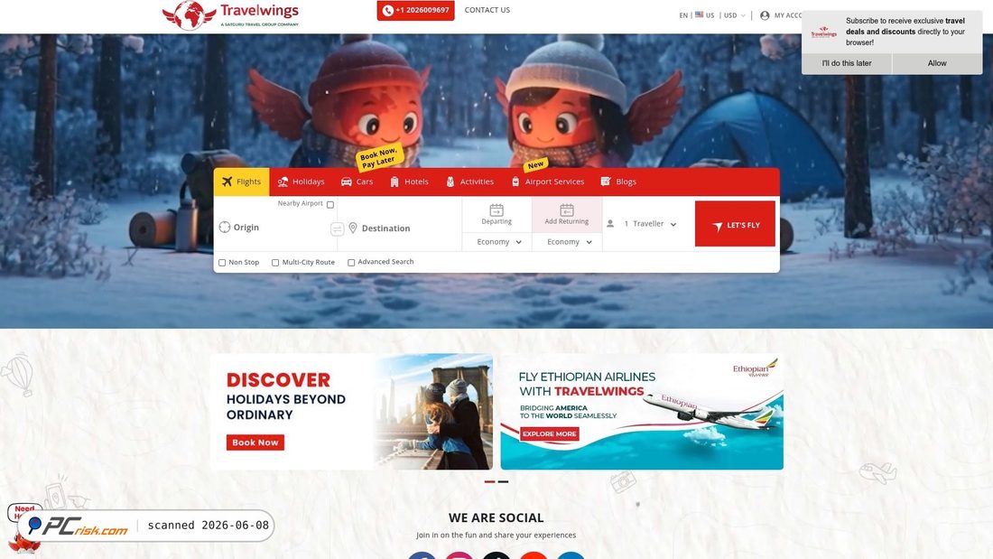 Screenshot of travelwings.com