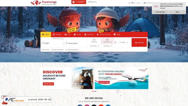 travelwings.com screenshot