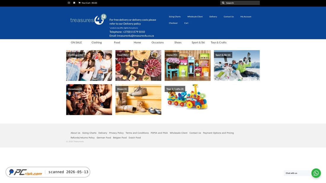 Screenshot von treasures4u.co.za