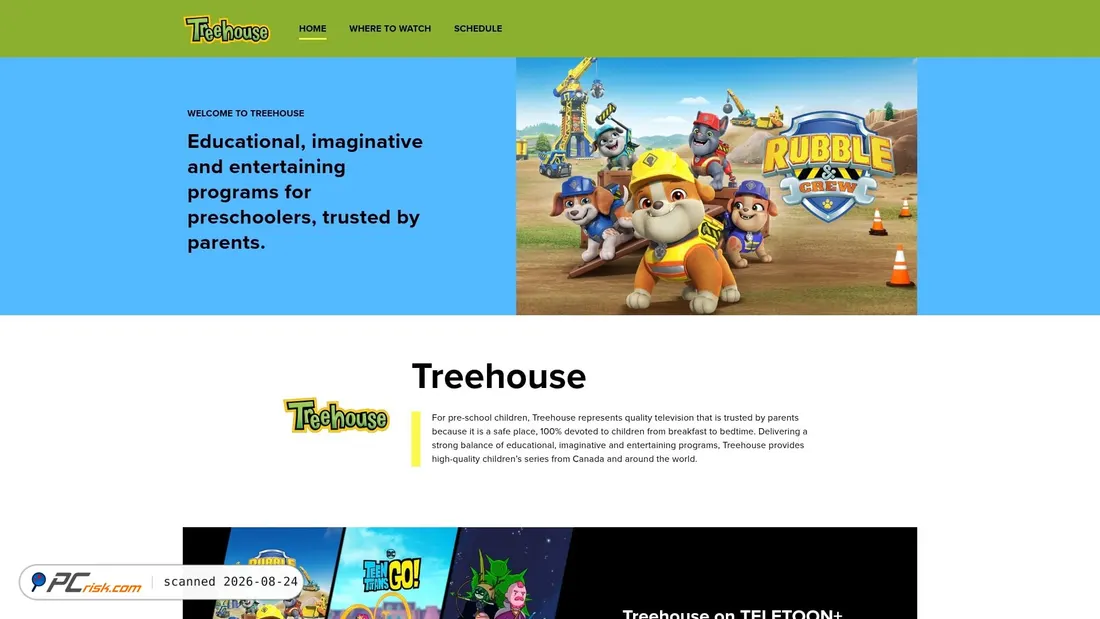 Screenshot of treehousetv.com