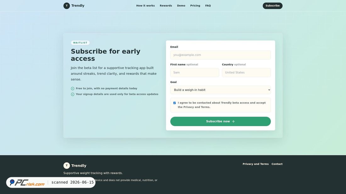 Screenshot of trendly-rewards.xyz
