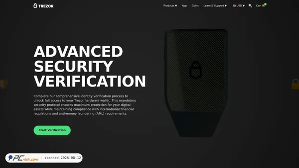 trezorsdevices.support screenshot