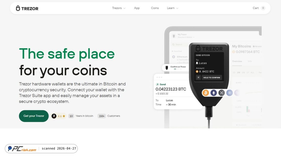 Screenshot von trezorswalletin.webflow.io