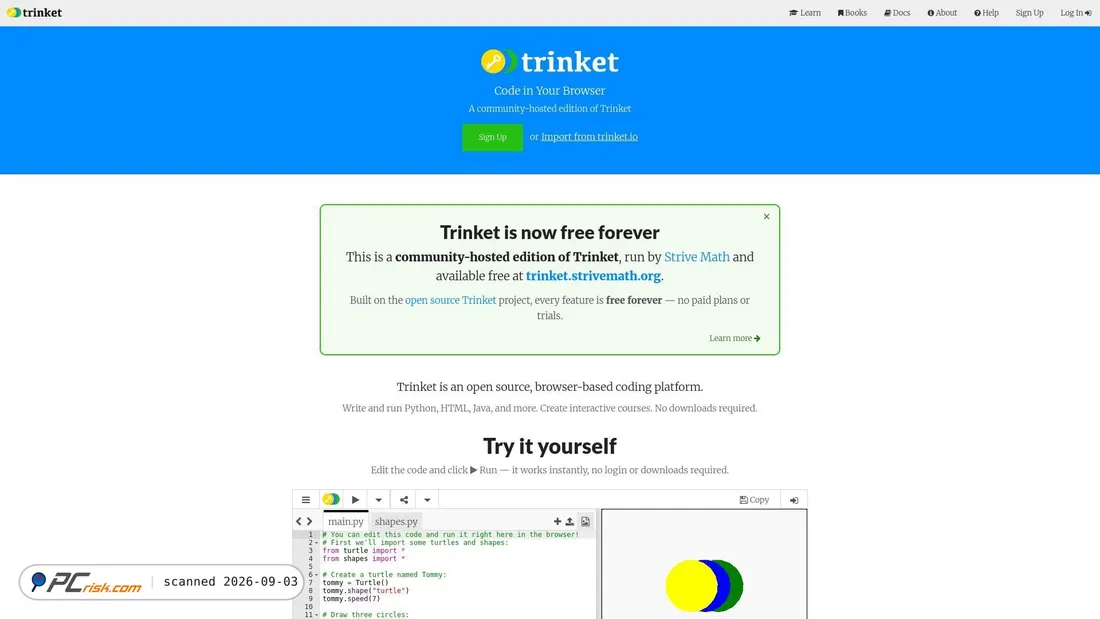 Screenshot of trinket.strivemath.org