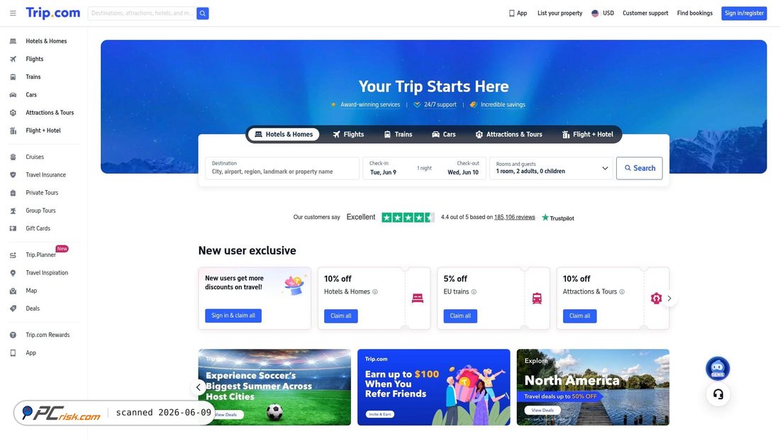 Screenshot of trip.com