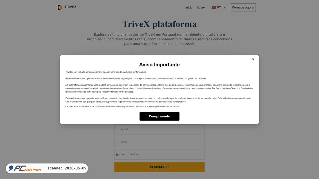 Captura de pantalla de trivex-pt.live